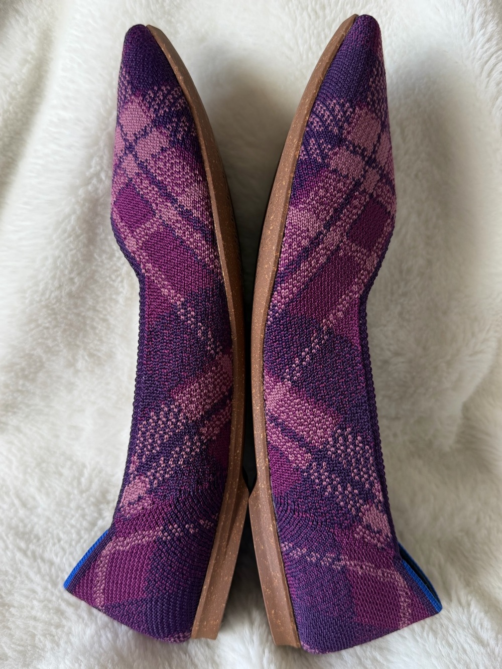 Rothy's The Point II Flats Purple Plaid Pointed Toe Knit Ballet Flat EUC Size 9 - Picture 3 of 11